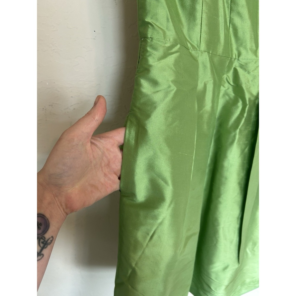 Jenny Yoo Collection Silk Satin Dress Green 4 Party Formal Hoco Boning Retro - Picture 9 of 9